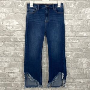 Cello Fringe Hem Straight Leg Cropped Jeans